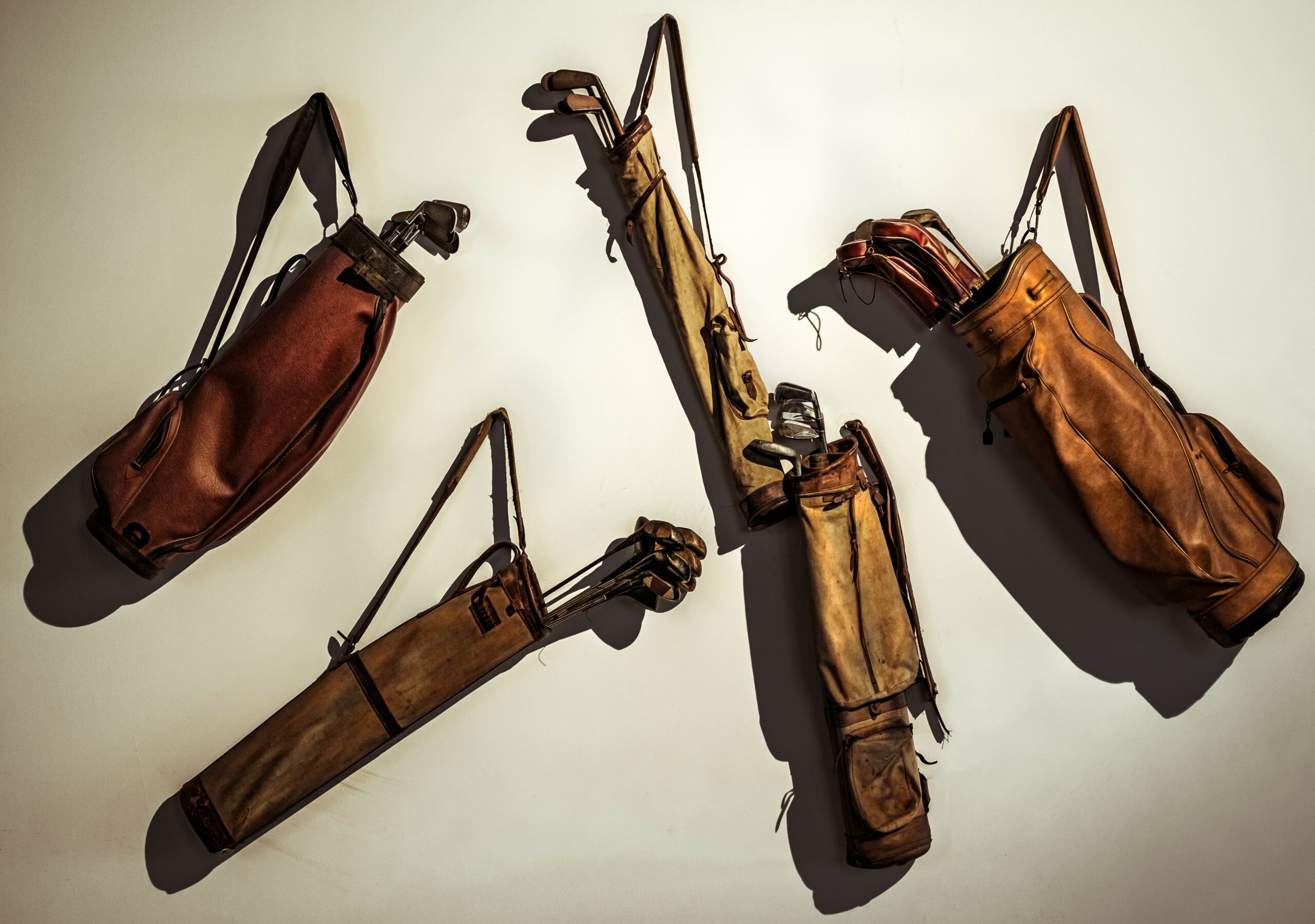 Tourbon Vintage Golf Club Carrier Holder Canvas & Leather Golf Bag